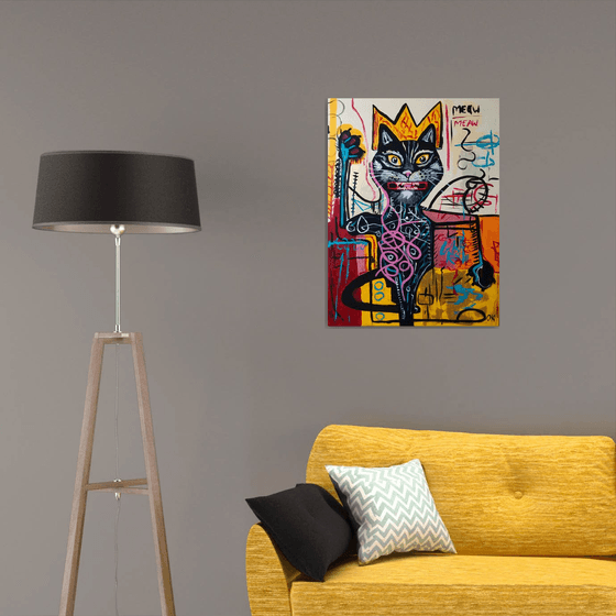 Black Cat King, ( 32 X 24 Inches, 81 X 61 Cm ) Version Of Painting By 