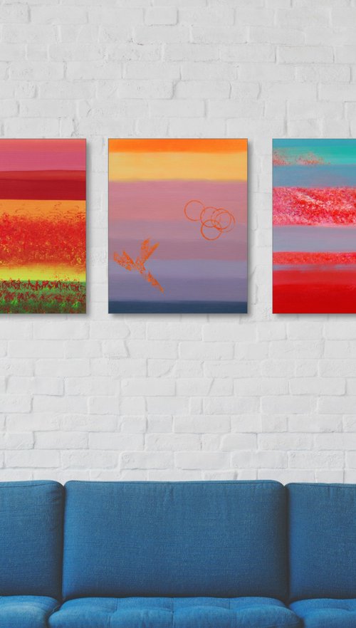 Calm, Triptych n° 3 Paintings by Davide De Palma