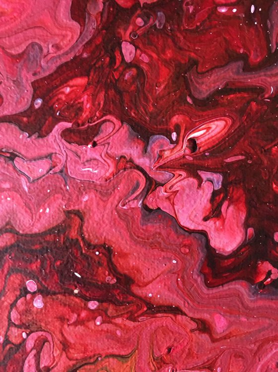 "Big Red" - FREE USA SHIPPING - Original Abstract PMS Fluid Acrylic Painting - 16 x 20 inches