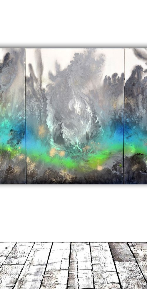 Astral Love 6 - 150x70x2 cm - Big Painting XXL - Large Abstract, Supersized Painting - Ready to Hang, Hotel Wall Decor by Soos Tiberiu