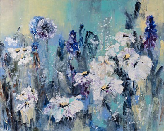 WILD FLOWERS 1, Oil on canvas panel
