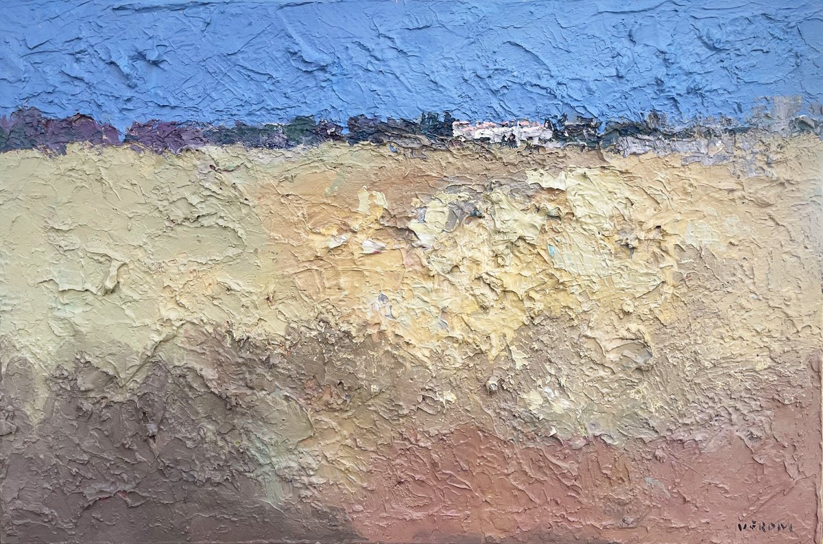 Expressive Landscape Oil Painting By Agostino Veroni, 36 X 24, Abstract Landscape Oil Painting - Modern Art, Original Artwork