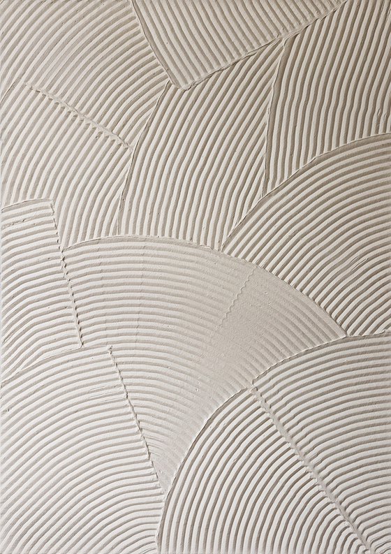 "Beige Field 3" Beige high textured abstract