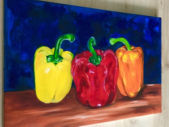 Still life with Peppers original oil painting