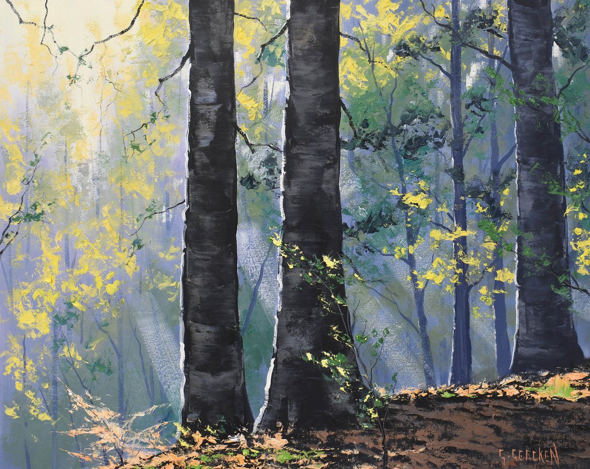 Autumn forest trees landscape painting by Graham Gercken