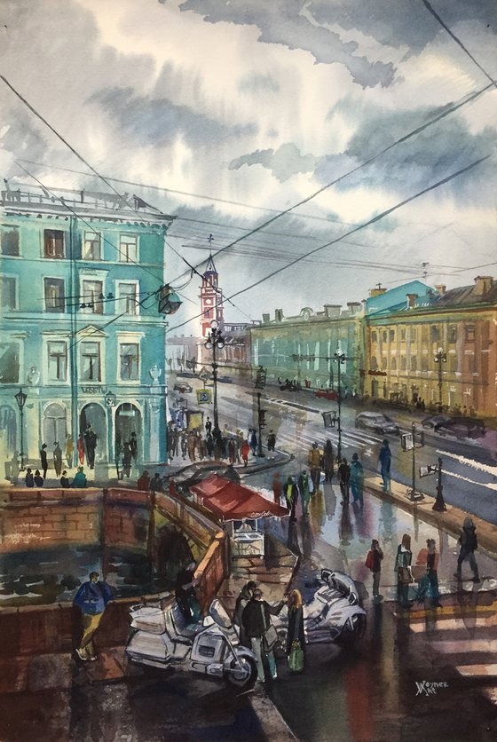 Cityscape. Saint Petersburg city, Nevsky Prospect.