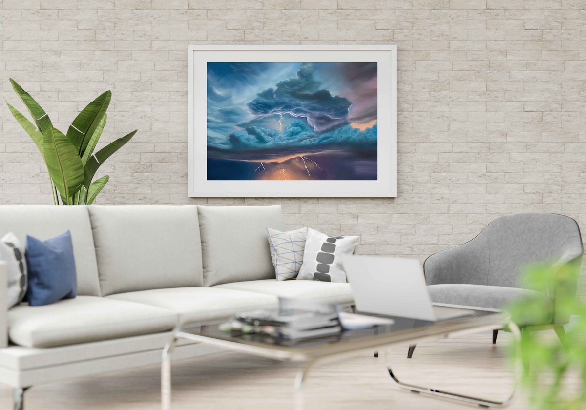 Impressionistic Landscape Oil Painting By Simona Nedeva, 24 X 18", Thunder Thoughts, Original Artwork