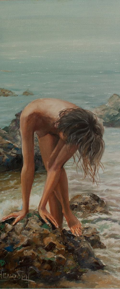 Girl by the sea by Aleksandr Neliubin