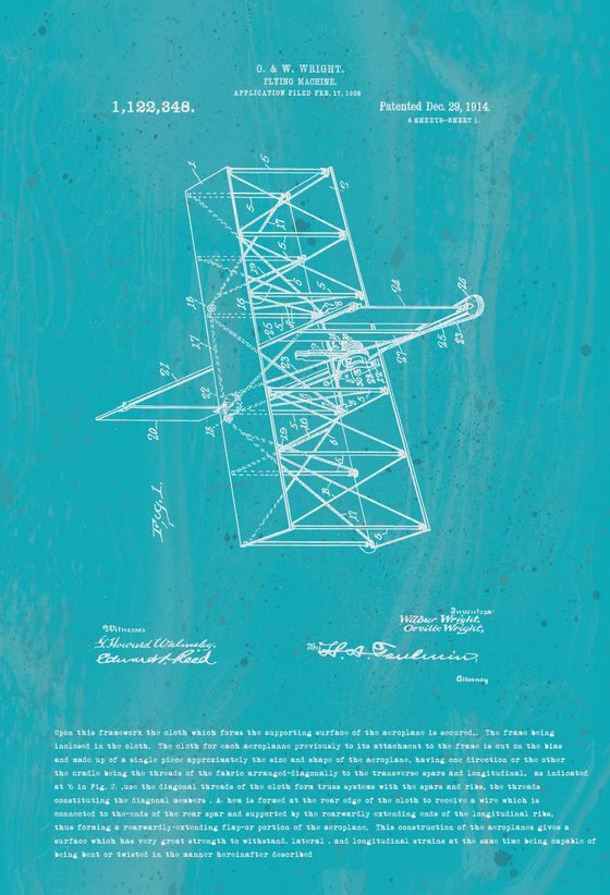 Orville Wright Flying Machine Patent 1914