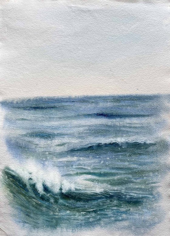 "Ocean Diary, June 26th, 2020" mixed-media painting