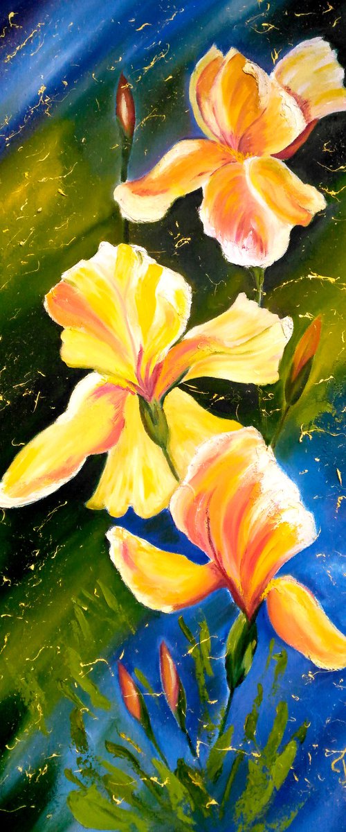 Irises. oil painting by Halyna Kirichenko