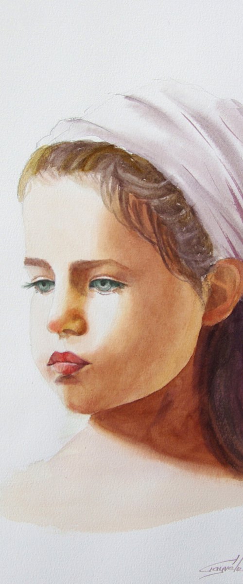 The girl in a scarf by Elena Gaivoronskaia