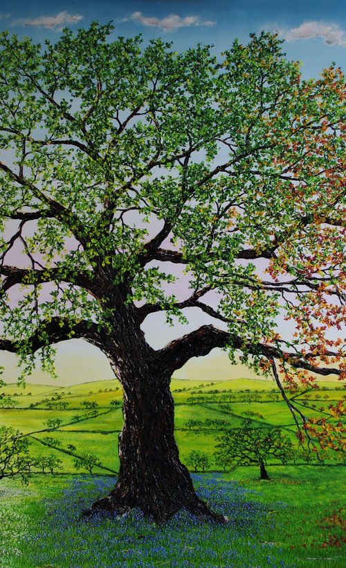 The Oak Of All Seasons 182cm X 122cm by Hazel Thomson