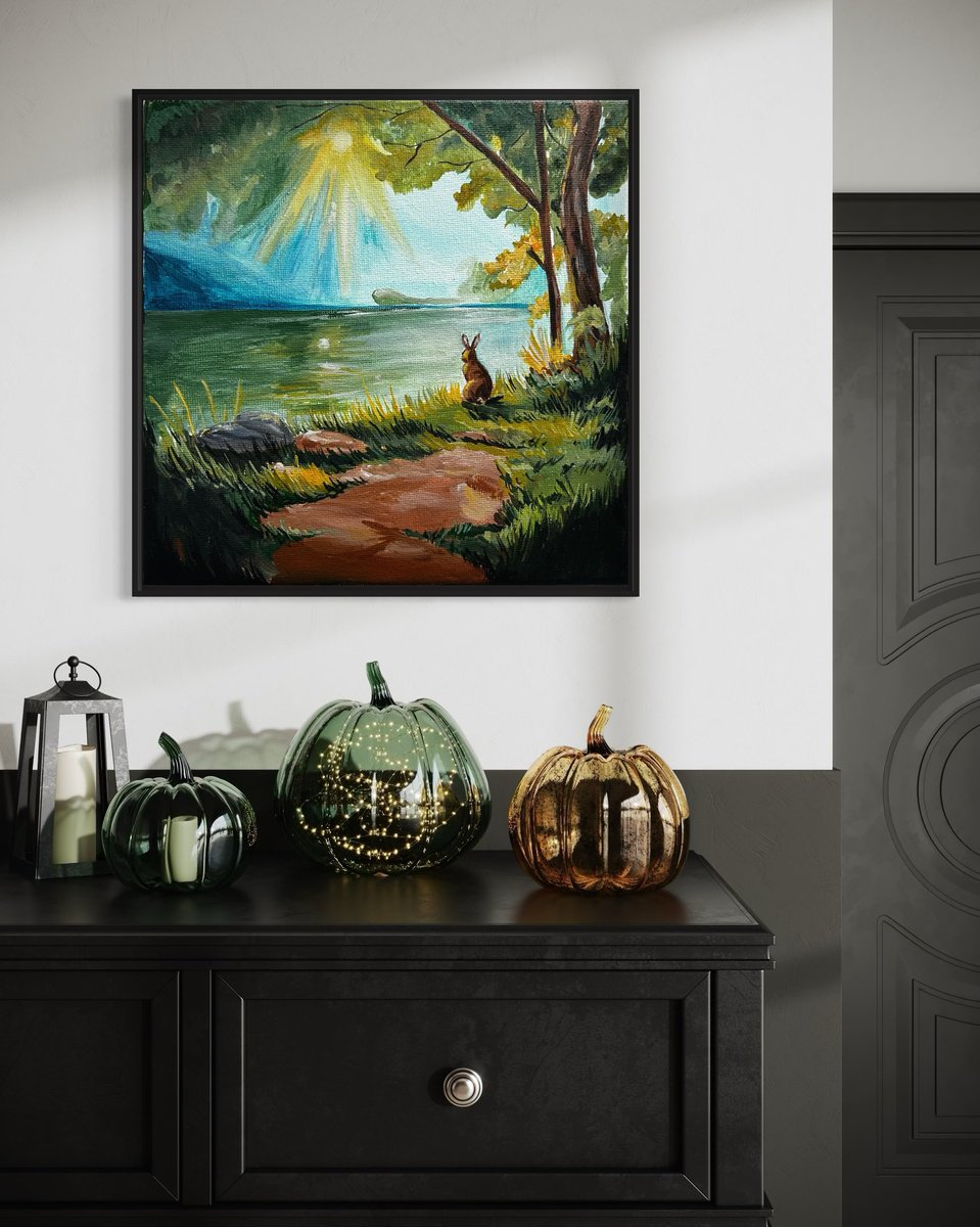 Impressionistic Landscape Acrylic Painting By Amelia Taylor, 8 X 8, Over The Horizon, Original Artwork