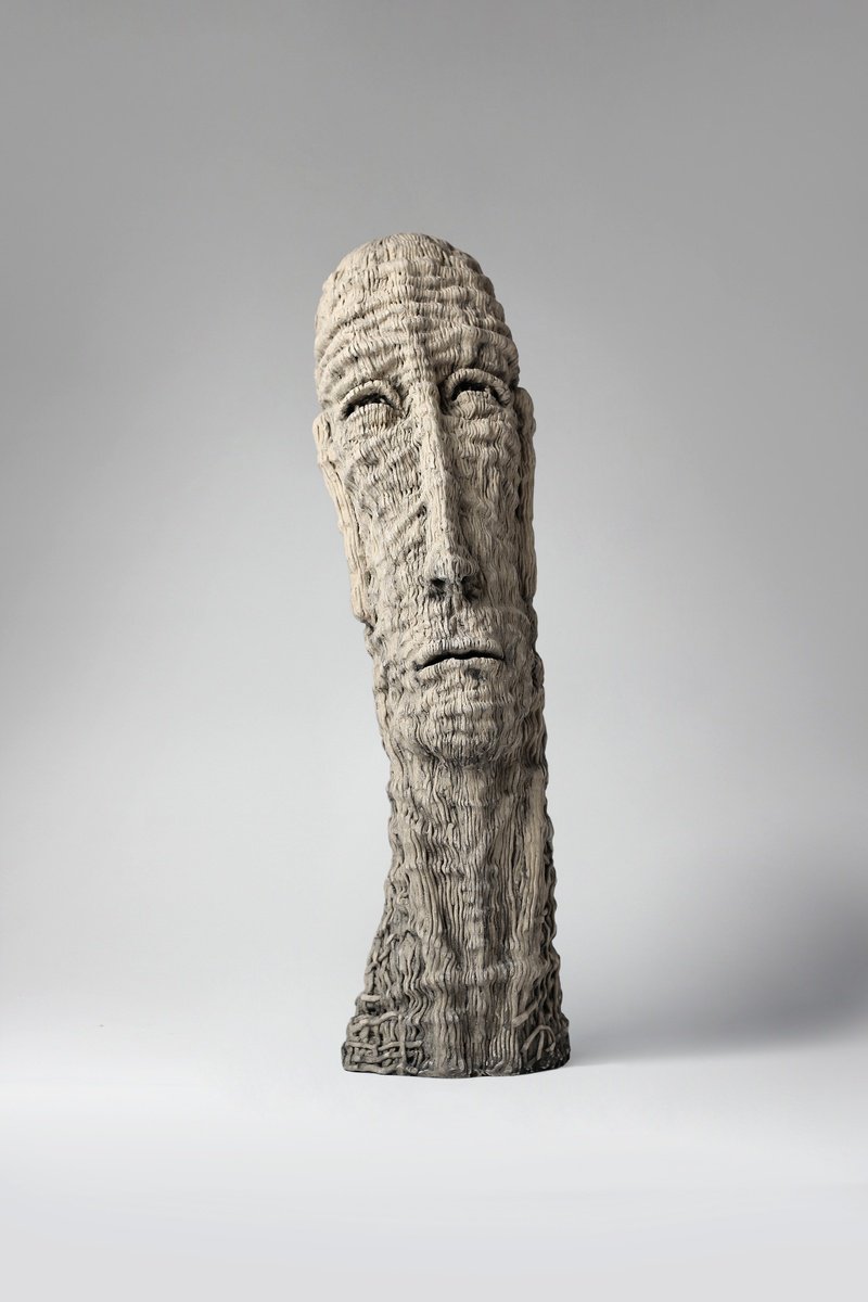 Abstract Portrait Clay Sculpture By Liudmyla Davydenko, 6 X 21", Up, Original Artwork