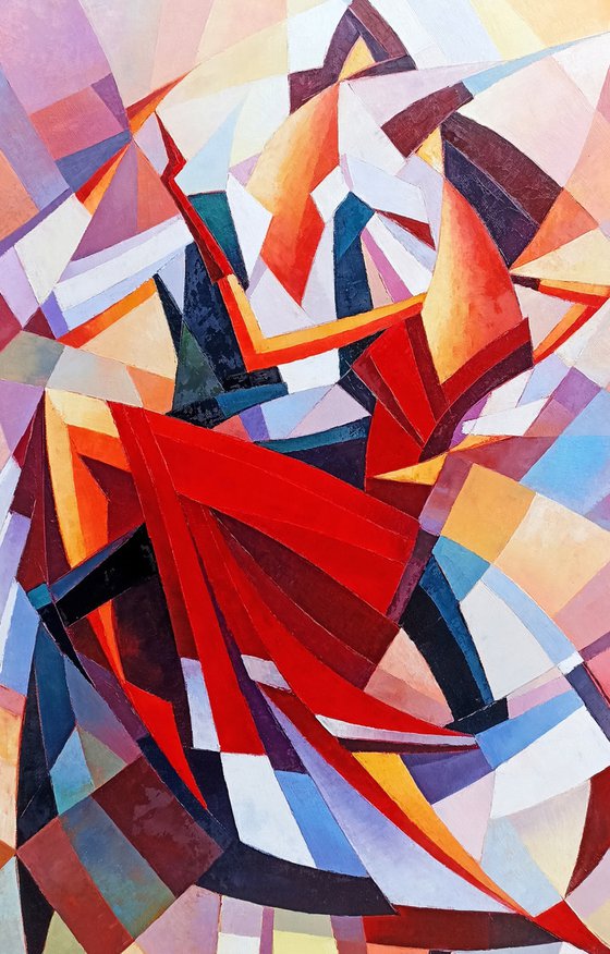 Tango (60x80cm, cubism, oil painting, ready to hang)