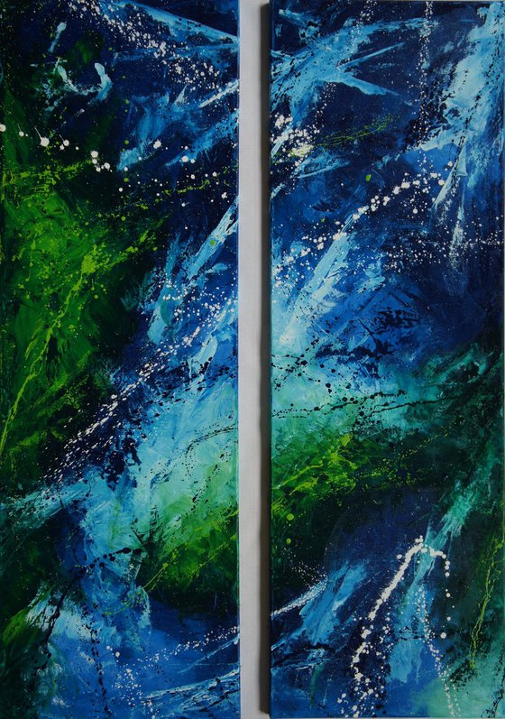 Mountain Stream Fairy (Diptych: 2x 120x40cm) XXL (2x 48x16 inches) oil