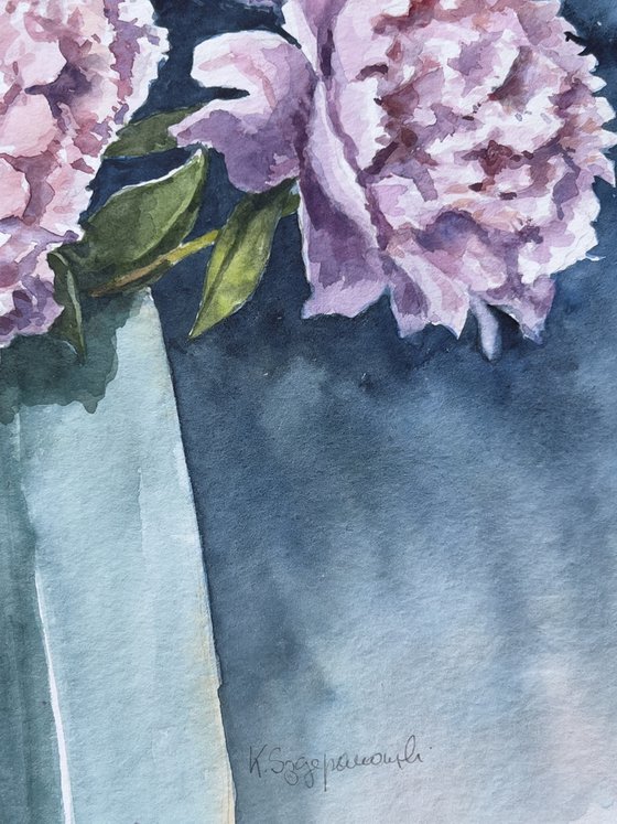 Symphonie in blue and pink - peonies