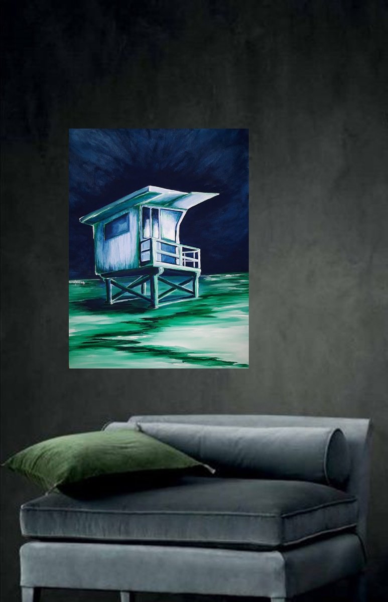 Impressionistic Landscape Acrylic Painting By Danijela Dan, 24 X 31, Nightwatch, Original Artwork