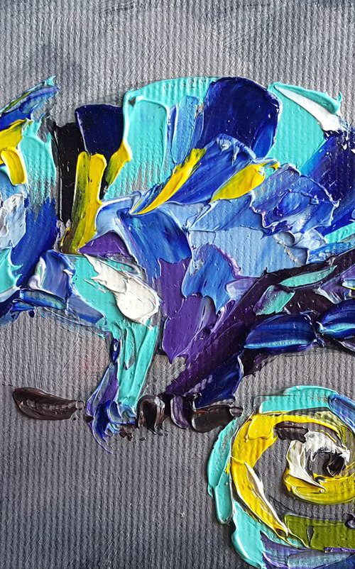 Сhameleon - oil painting, animal oil painting, chameleon art, oil, gift idea by Anastasia Kozorez