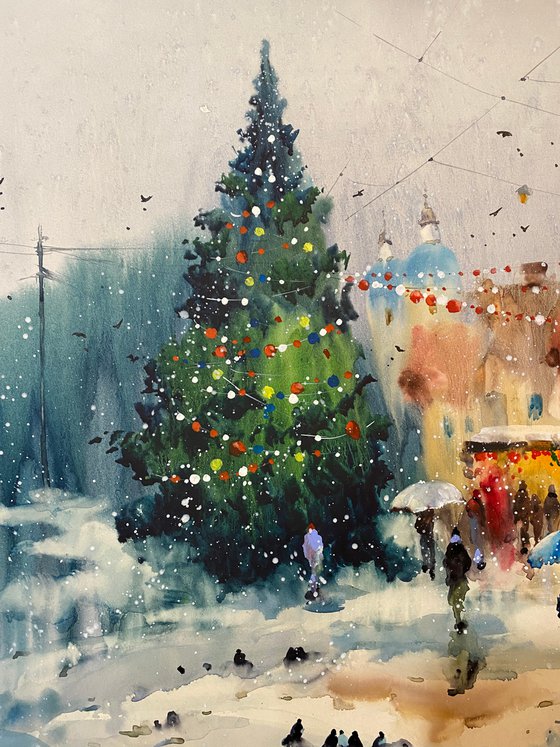 Sold Watercolor “Winter Holidays… ” perfect gift