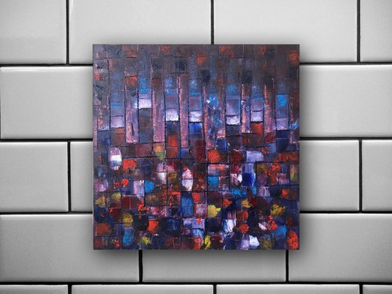 "Don't F#?k With My City" - FREE USA SHIPPING - Original PMS Abstract Oil Painting On  Wood - 20" x 20"