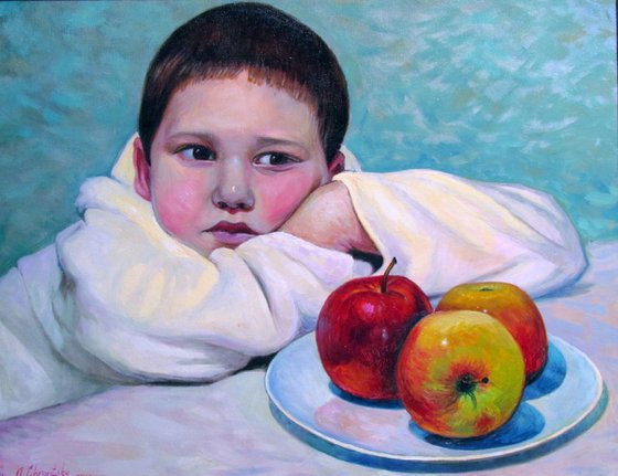 Boy with apples