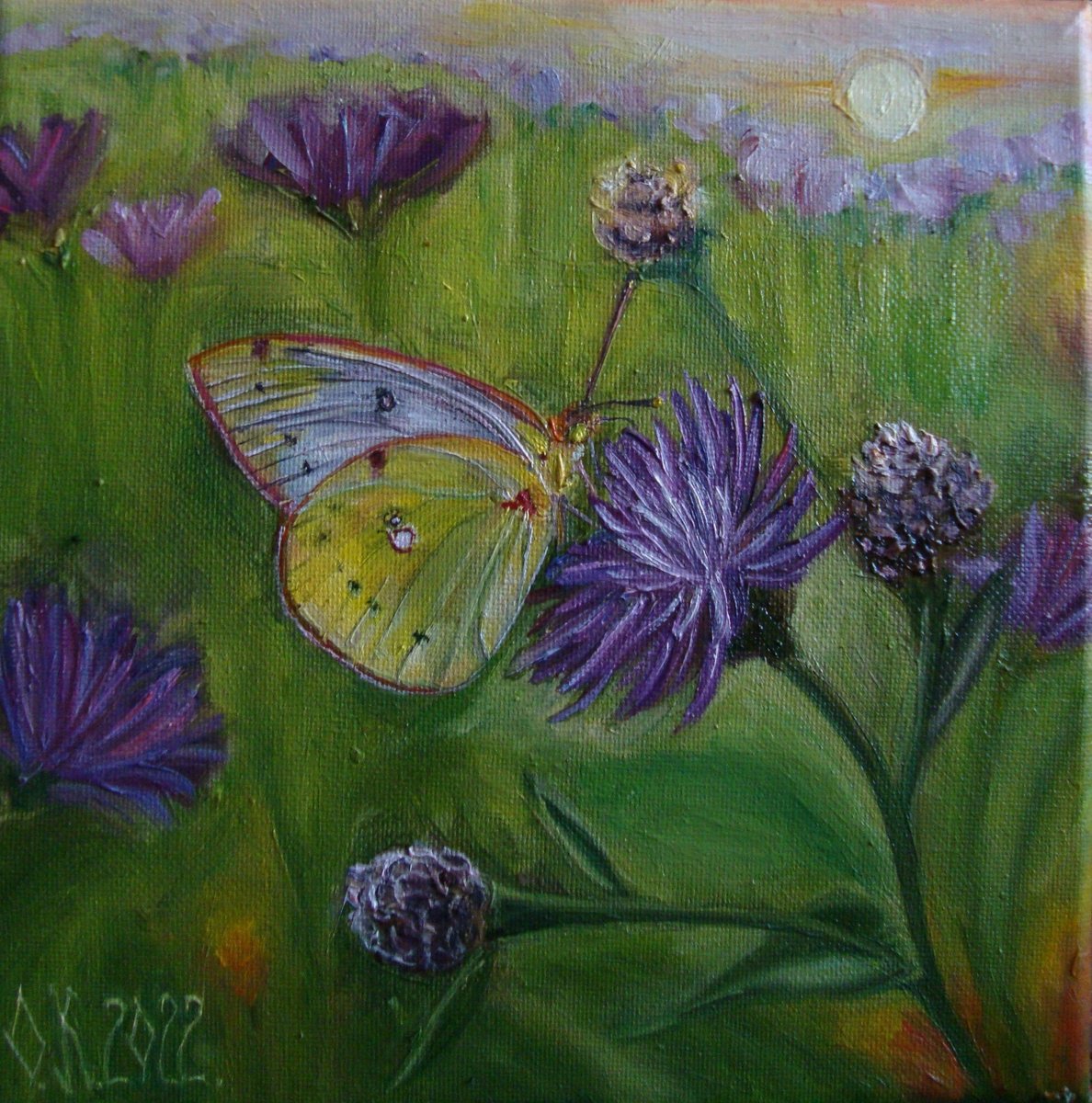 Photorealistic Animal Oil Painting By Olga Knezevic, 10 X 10", Sunny Garden, Original Artwork