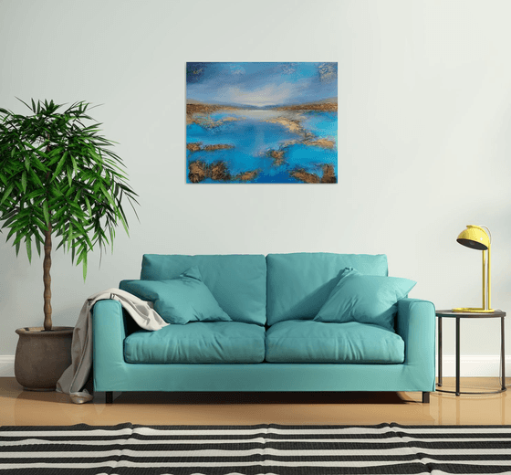 A XL large beautiful modern semi-abstract  seascape painting "Peace"