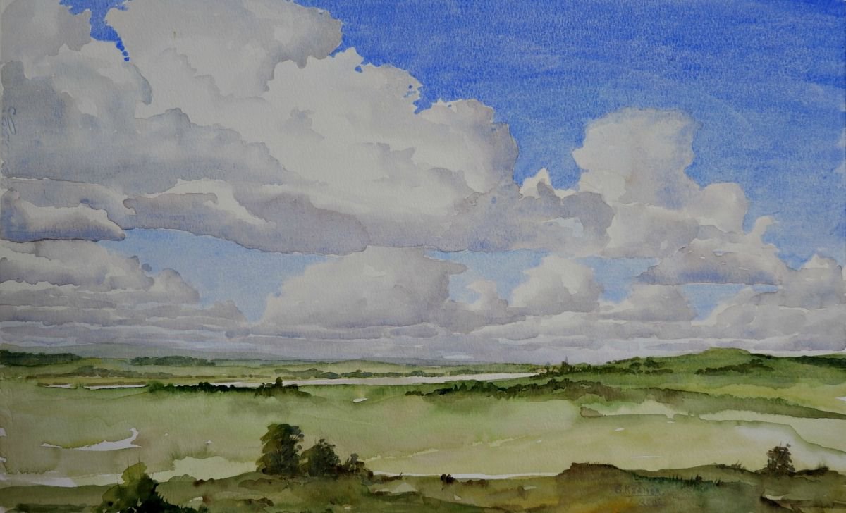 Landscape with clouds by Gerard Kramer