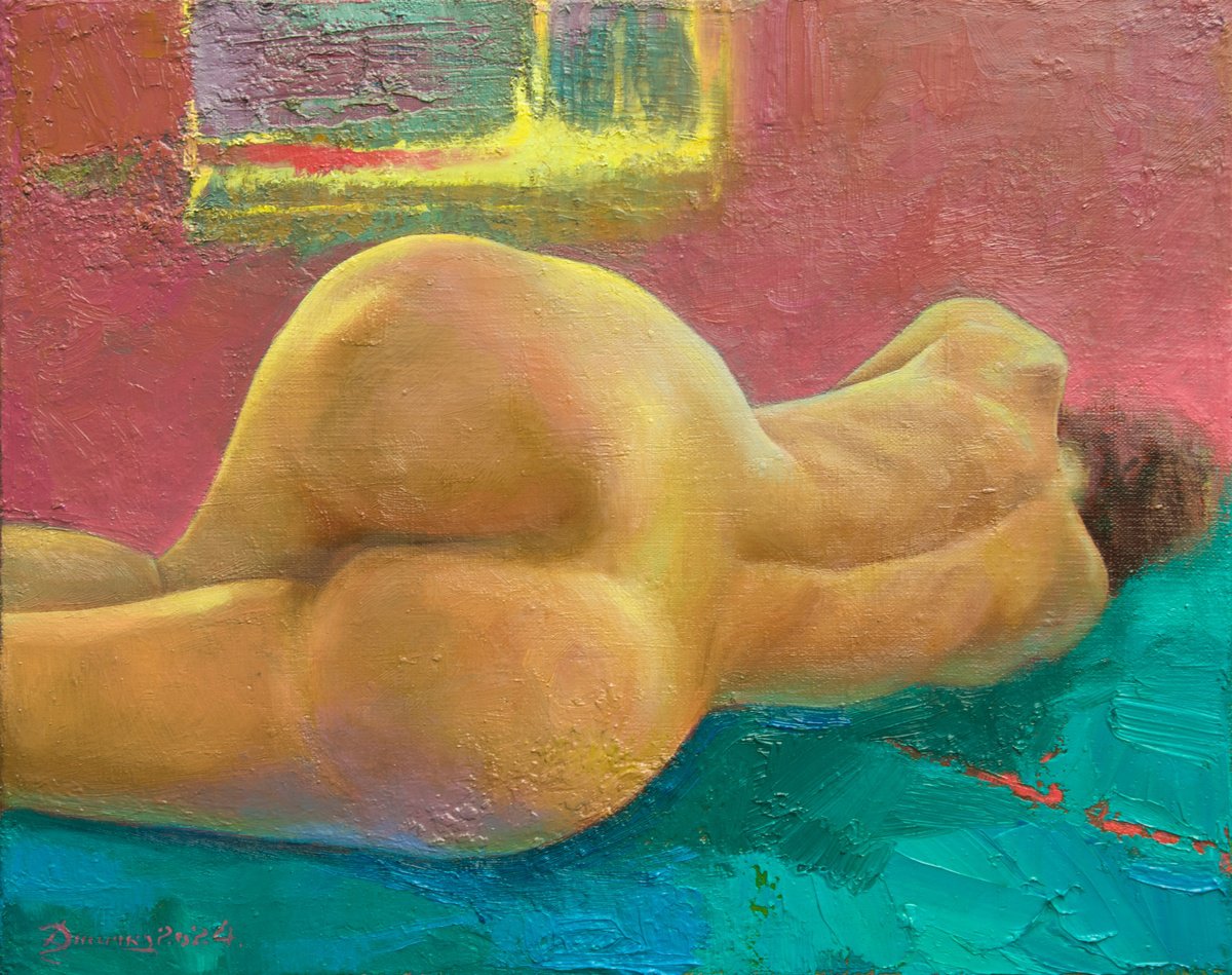 Portrait Oil Painting By Mykola Dzhychka, 20 X 16", Boudoir Sun, Original Artwork