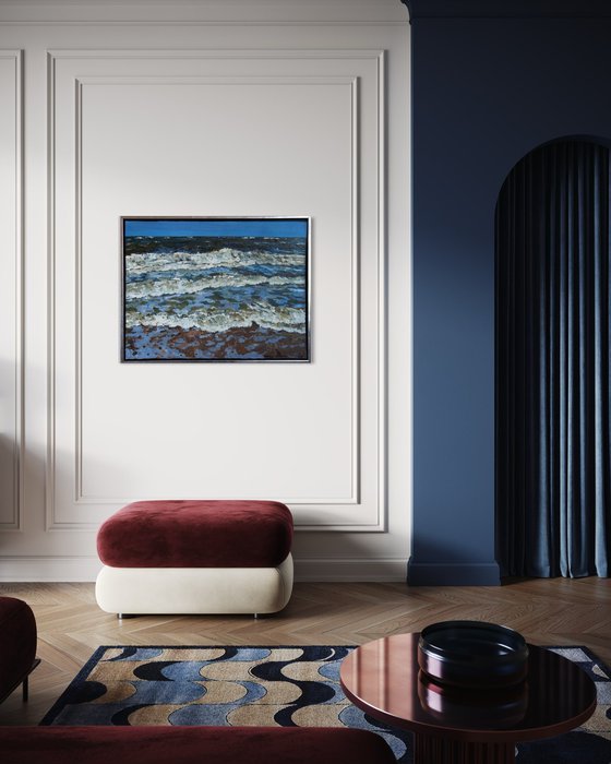 Triptych " Blåvand" Waves of the Northsea .