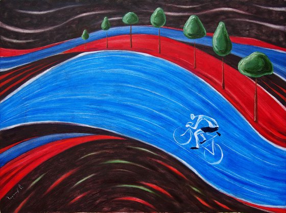 Naive Сyclist. 2017. Canvas, oil. 60x80 cm