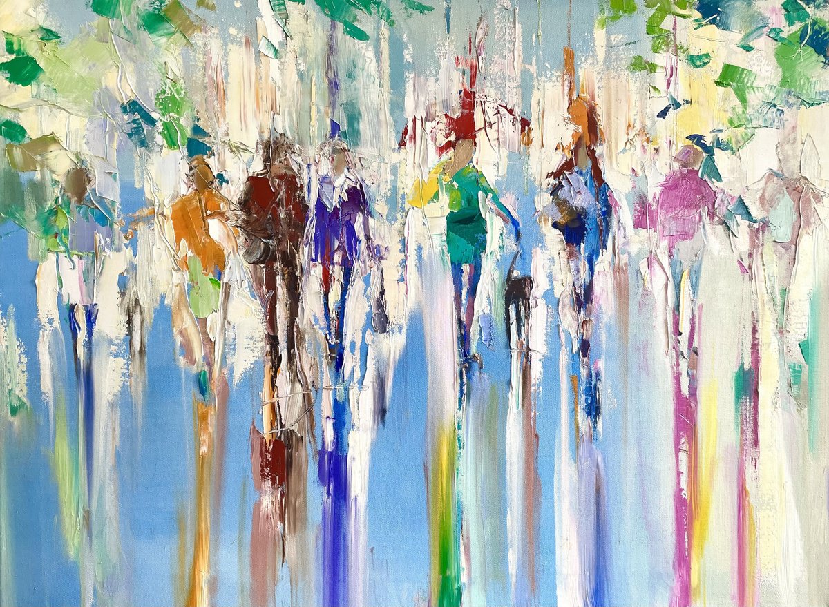 Impressionistic Landscape Oil Painting By Ewa Czarniecka, 32 X 24, Summer Approach, Original Artwork