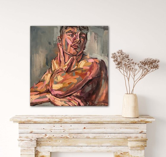 Male nude, naked man painting gay artwork