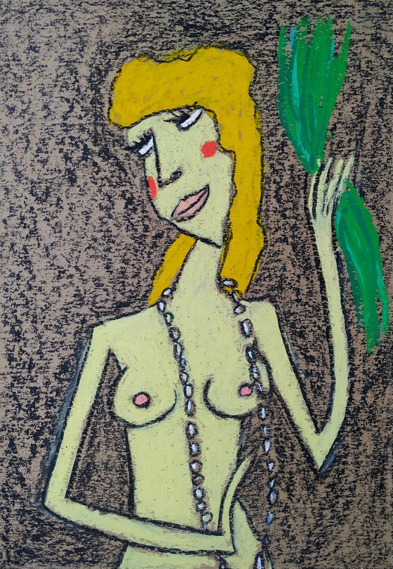 Mademoiselle with pearls and herbs