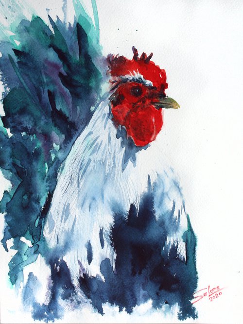 Rooster... - Pet portrait /  ORIGINAL PAINTING by Salana Art Gallery
