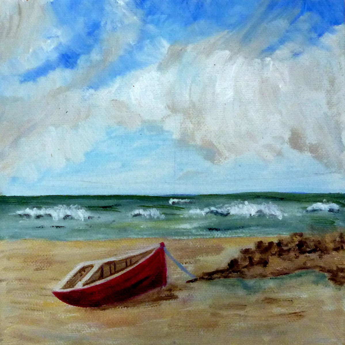 On The Beach By Maddalena Pacini, 8 X 8, Artwork For Sale On Artfinder