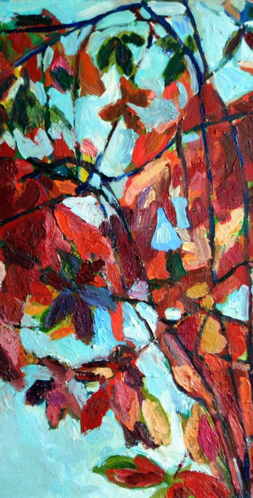 Red foliage 1 / 80 x 65  cm by Maja Đokić Mihajlović