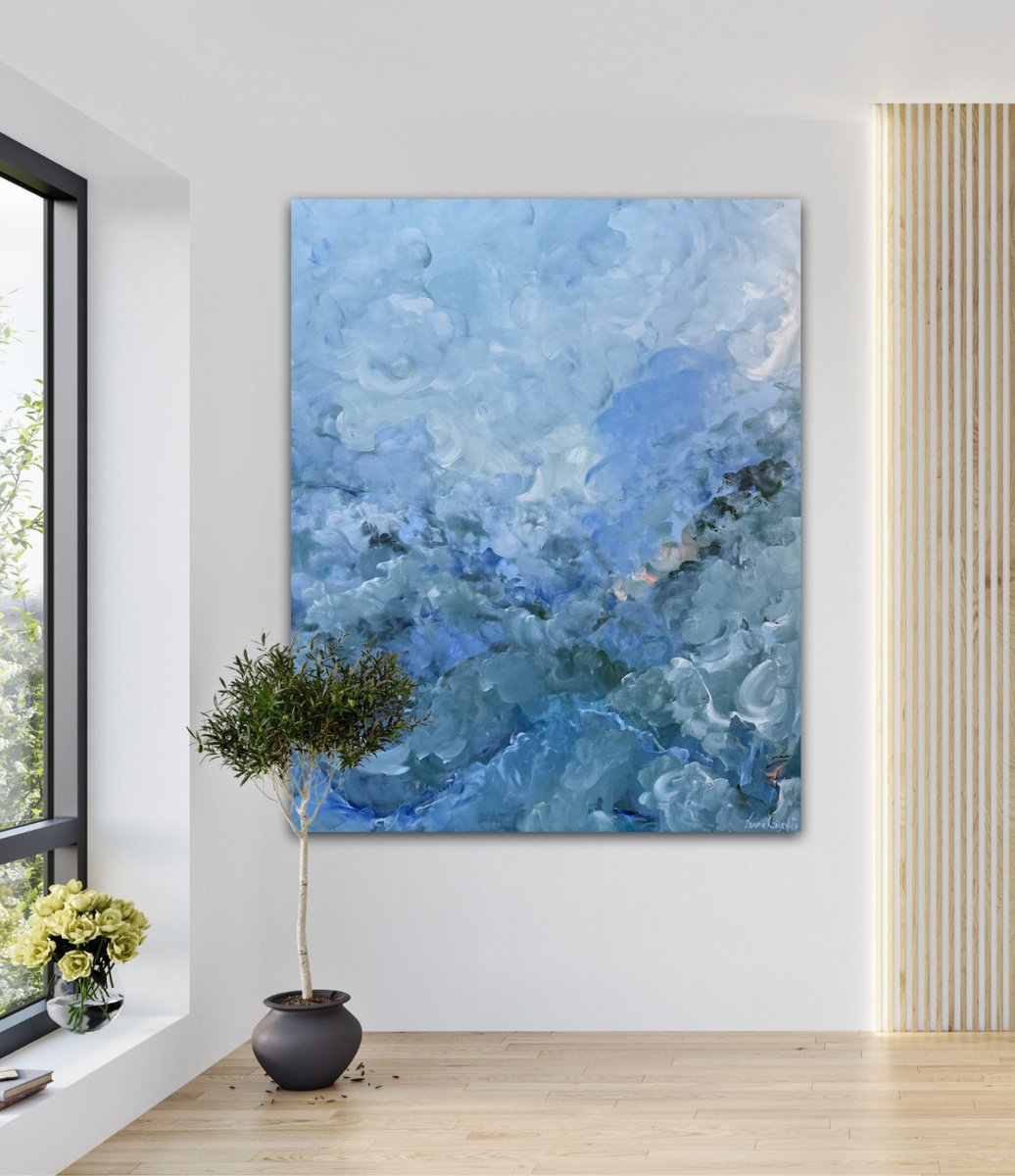 Abstract Landscape Acrylic Painting By Ivana Gigovic, 39 X 47, Coastal Veil, Original Artwork