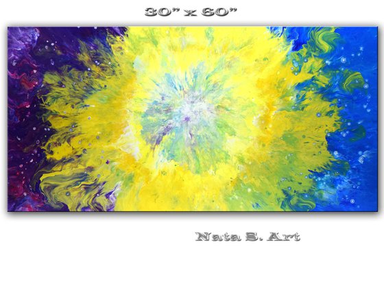 30" x 60" Extra Large Original Abstract Painting Modern Acrylic Pour Painting
