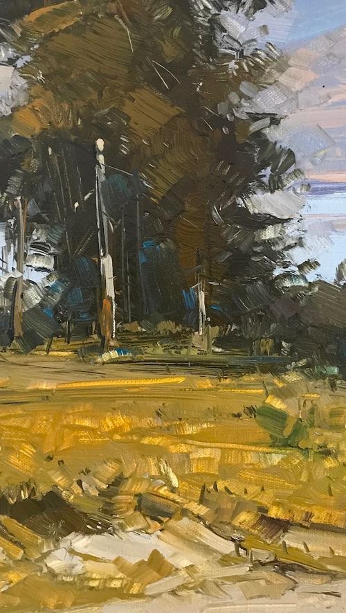 lakeside, Landscape oil painting, One of a kind, Signed, Handmade artwork by Vahe Yeremyan