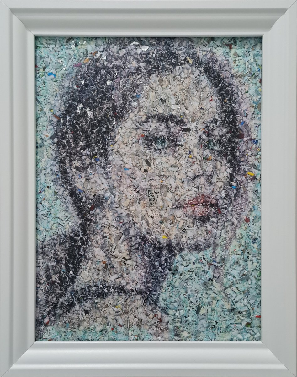 Impressionistic Portrait Collage By Alessio Mazzarulli, 14 X 18, Not Your Doll - 23 (N.689), Original Artwork