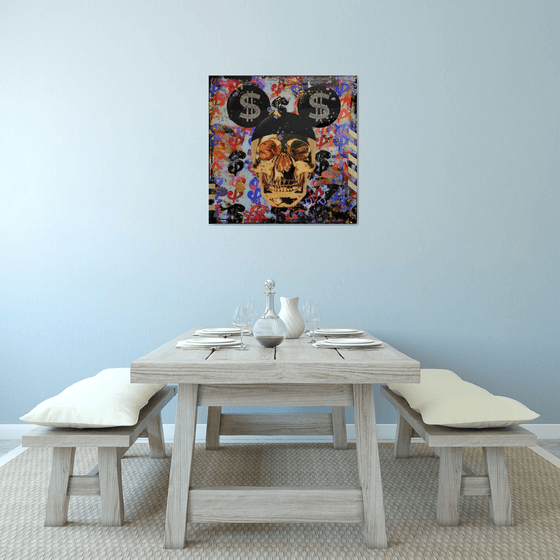 Golden dollar skull
