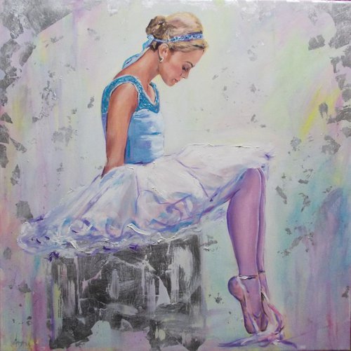 Resting Moment-original ballerina painting by Antigoni Tziora