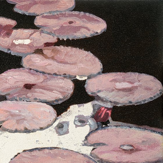 WATER LILIES, NO. 6 | ORIGINAL OIL SILVER LEAF PAINTING CANVAS