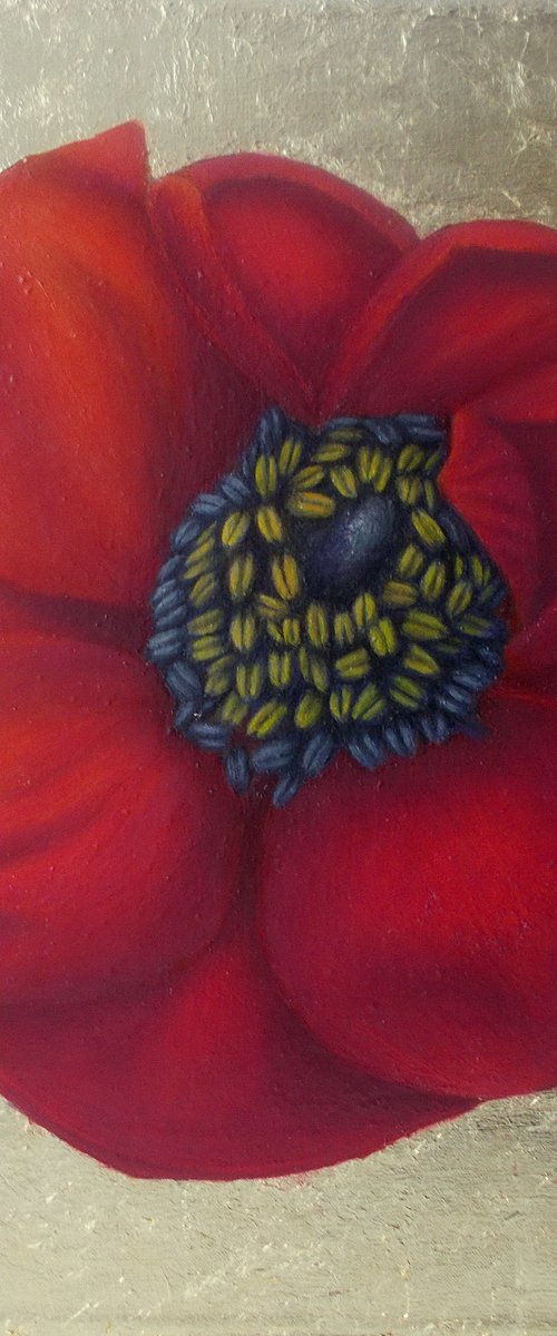 "Spring Flower", red flower painting by Tatyana Mironova