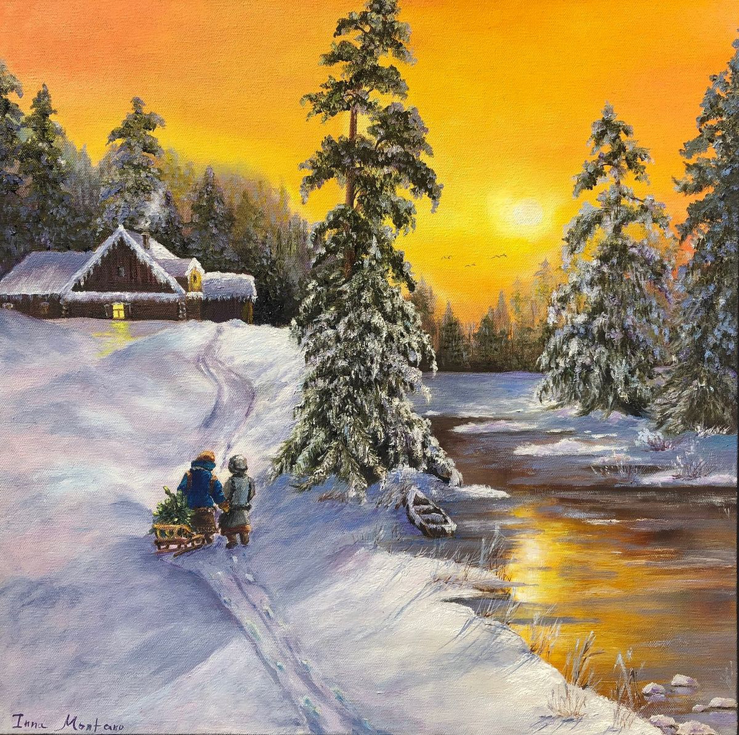 Christmas Tree Oil Painting By Inna Montano Artfinder