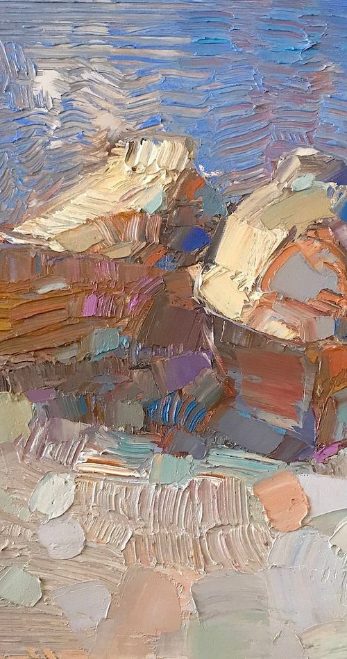 Boats, Original oil painting, Handmade artwork, One of a kind by Vahe Yeremyan