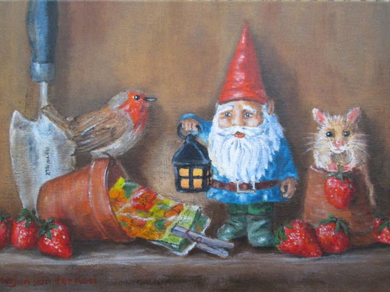 Gnome, Mouse, bird Garden Shed